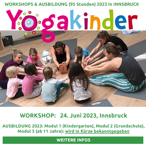 Ankündigung für KidsYoga Workshop im Juni 2023 in Innsbruck